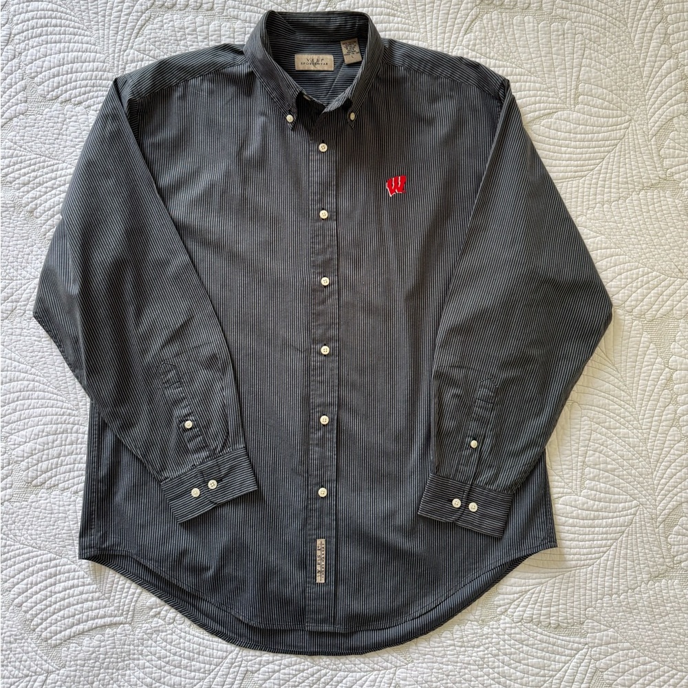 University of Wisconsin Black Button-Down Shirt- Size L